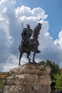Skanderbeg Horse Monument on Skanderbeg Square, Tirana, Albania, Balkans