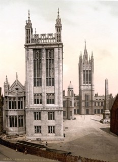 Marischal College, Aberdeen, Scotland, Historic, digitally restored reproduction from a 19th