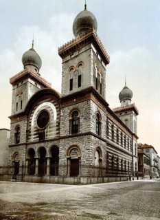 Jewish temple, Jewish synagogue, Turin, Italy, Historical, digitally restored reproduction from a