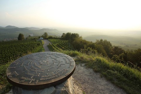 View from the Mondhalde, metal disc, plate with inscription for orientation in cardinal direction,