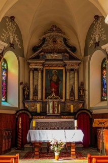Altar in the Baroque Church Sainte Barbe, Chandolin, Val d'Anniviers, Valais Alps, Canton of