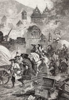 The destruction of Hirsau Abbey by French troops, War of the Palatine Succession, 1692