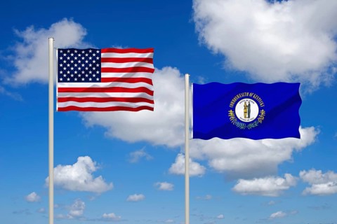 The flag of the USA and Kentucky, Studio