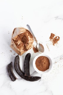 Powder carob beans, bake ingredient for a natural healthy eating