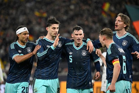 Goal celebration Serge Gnabry GER (20) Kai Havertz GER (07) Joshua Kimmich GER (06) Nick Woltemade