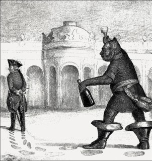 Caricature showing Frederick William IV, King of Prussia, imitating Frederick II, 1842