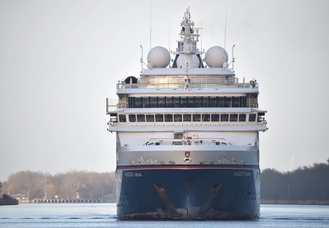 Cruise ship HANSEATIC nature sails in the Kiel Canal, NOK, Kiel Canal, Kiel Canal,