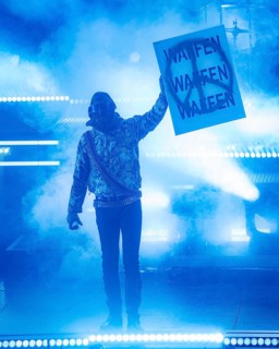 Eisbrecher with sign Waffen live on Kaltfront Tour 2025 Tour in the Columbiahalle Berlin on 15.05