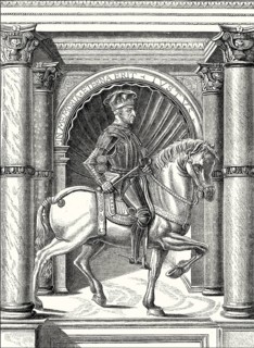 Muzio Attendolo Sforza, 1369 – 1424, founder of the Sforza dynasty, in a 15th-century miniature