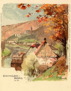 Historical postcard, picture postcard, Zwingenberg a.Neckar, Baden-Württemberg, Germany, digitally