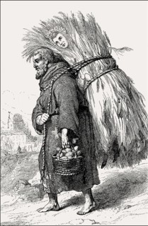 Monastery provisions, caricature depicting a monk fetching supplies, 18th century