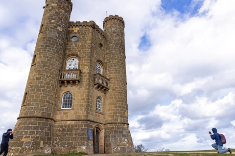 Tower, Broadway Tower, people photographing, clouds, Broadway, The Cotswolds, England, Great