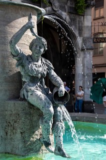 Fish fountain on Marienplatz, Munich, Bavaria, Germany