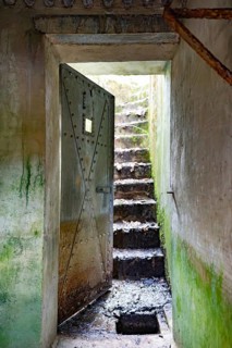 Bunker door from inside, bunker Cheneux, bright, light, 2nd World War, built 1933-1936, Ardennes
