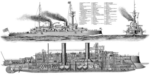 SMS Kaiser Friedrich III, His Majesty's Ship Emperor Frederick III, the lead ship of the German