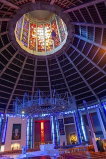 Modern interior of Roman Catholic cathedral church, Metropolitan Cathedral of Christ the King, city