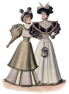 Women's fashion from Paris, France, around 1894, Damenmode aus Paris, um 1894