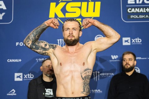 LUBIN, POLAND - FEBRUARY 20, 2026 - MMA Official Weigh-in Ceremony before XTB KSW 115. Kacper