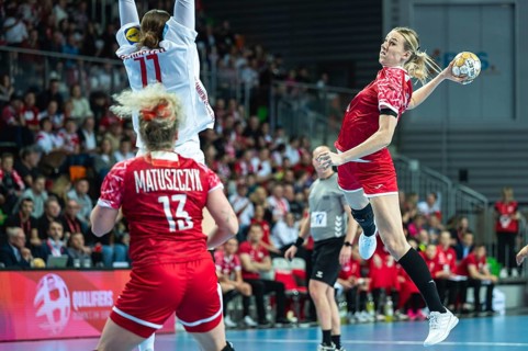 LUBIN, POLAND - FEBRUARY 28, 2024: qualifications for the European Championships handball women's