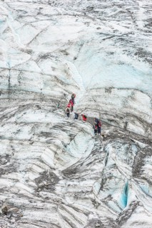 Group of walkers on glacier, Fox Glacier, Westland National Park, South Island, New Zealand