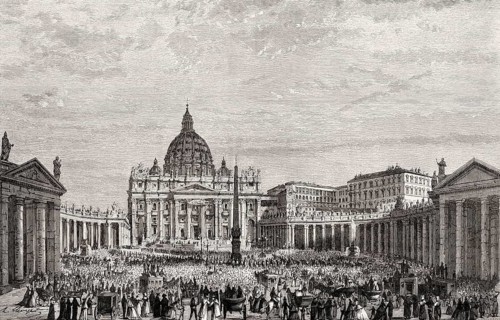 The Papal Basilica of St. Peter in the Vatican and St. Peter's Square in Vatican City, Rome, Italy,