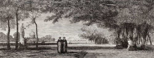 The Villa Doria Pamphili, largest landscaped public park in Rome, Italy, 19th Century