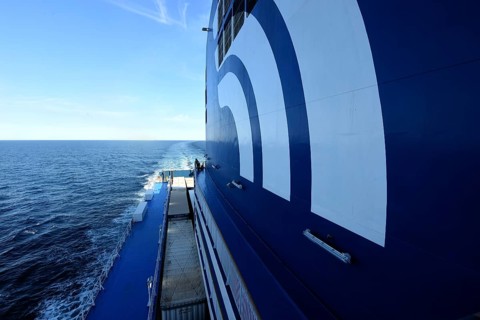 A car ferry of the GNV shipping company on its way from Palermo / Sicily shortly in front of