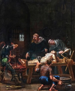 The torture of the Marquise de Brinvilliers, Marie-Madeleine Marguerite d'Aubray, Marquise de