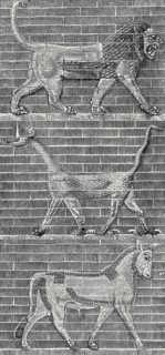 Detail of a relief from the reconstruction of the Ishtar Gate, ancient Babylon