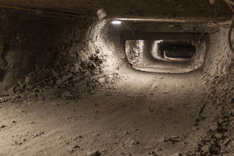 Exploitation hollow in copper mine in Lubin, Poland