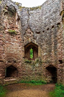 Autumn colors over Goodrich Castle, River Wye, Goodrich, Herefordshire, UK