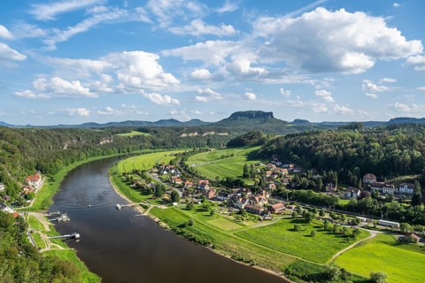 View from the bastion over the Elbe Valley with the Lilienstein in the background, Saxon