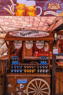 A beer stand with Bavarian beer at the Whitsun market in Portoferraio, Elba Island, Tuscan