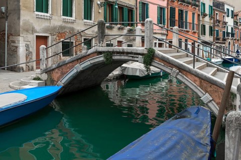 Bridge in the old town over a canal, Venice, Veneto, Italy