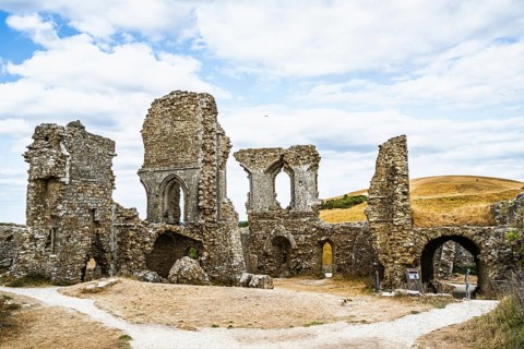 Ruins of Corfe Castle, Wareham, Dorset, England, United Kingdom