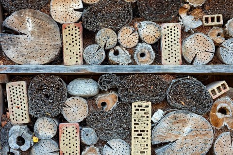 Insect hotel, insect house made from natural materials, nesting aid and species protection for