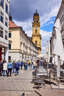 Church tower of the Theatine Church, St. Kayetan and Adelaide, Italian high baroque style,