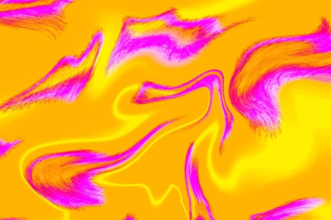 A dynamic abstract artwork featuring vivid pink and yellow swirls. The fluid motion and striking