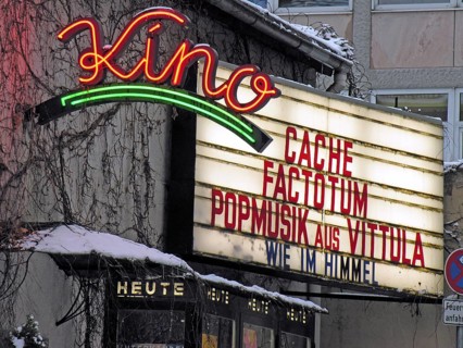 Meisengeige cinema with film advertising, Nürmberg, Middle Franconia, Bavaria, Germany