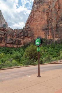 Sign for Shuttle Stop #8 at Big Bend in Zion National Park, Utah
