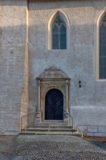 Church portal of the mountain church of St Bartholomew, Blankenburg, Saxony-Anhalt, Germany
