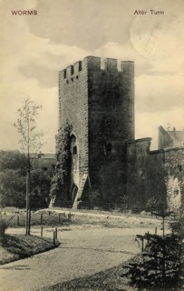 Historical postcard, picture postcard, Old Tower in Worms, Rhineland-Palatinate, Germany, digitally