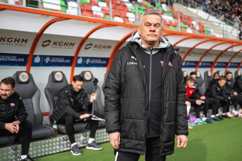 LUBIN, POLAND - FEBRUARY 18, 2024: Football match Polish PKO Ekstraklasa between KGHM Zaglebie