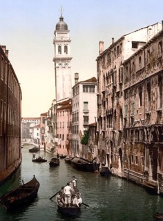 Near St. George's, Venice, Italy, Historic, digitally restored reproduction from a 19th century
