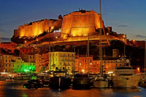 Corsica, Bonifacio by night, Bonifacio, Corsica, France