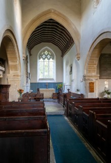 Interior of village parish church of Saint Andrew, Ogbourne St Andrew, Wiltshire, England, UK