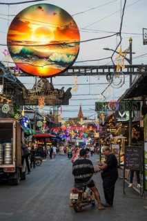 Street scene, Pub Street, evening, Siem Reap, Cambodia, Southeast Asia