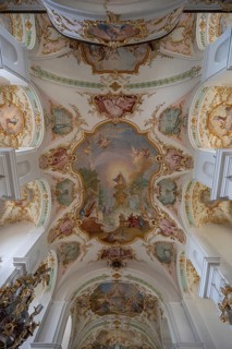 Vaults with ceiling paintings in the Maria Brünnlein pilgrimage basilica in rococo style built
