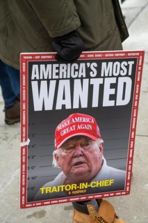 Detroit, Michigan USA, - 3 January 2026 - Activists rally in downtown Detroit to protest President