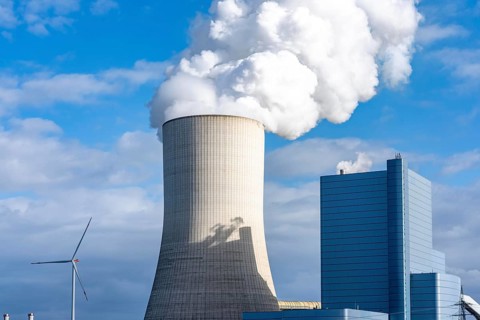 The UNIPER Datteln 4 coal-fired power plant, power plant block and cooling tower, wind power plant,